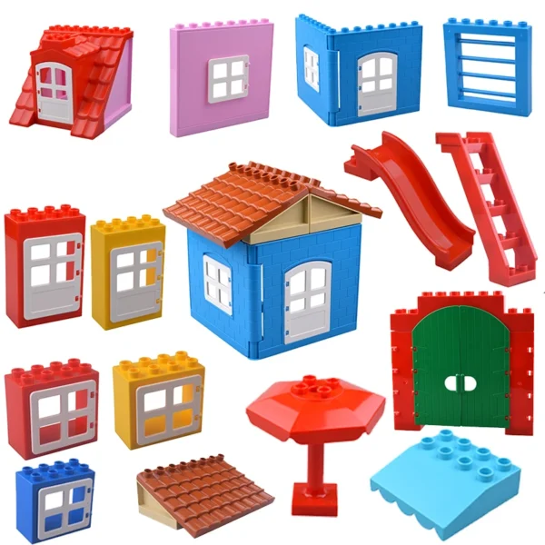 Big Building Blocks House Accessory Parts Roof Window Wall Construction Assemble  Bricks Educational Toys For children gift