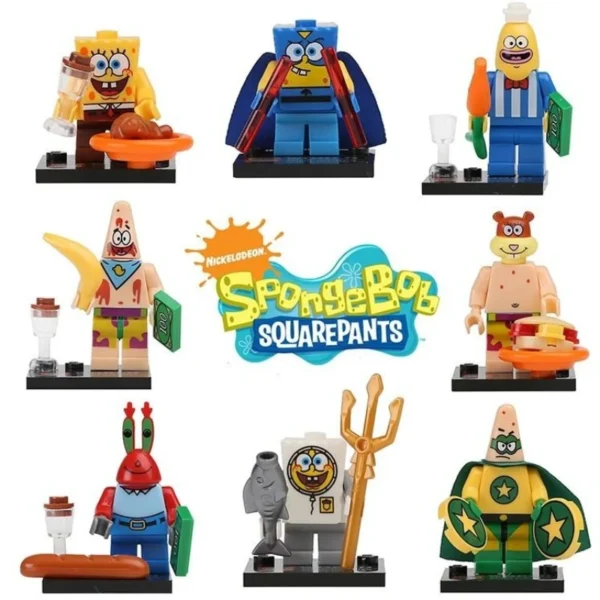 SpongeBob Patrick Star Blocks Cartoon Anime Assembled Model  Small Building Blocks Children Cute Boys Girls  Educational Gifts